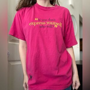 Vintage Single Stitch Graphic Tee Sz XL Pink Express‎ Yourself Confidence Love